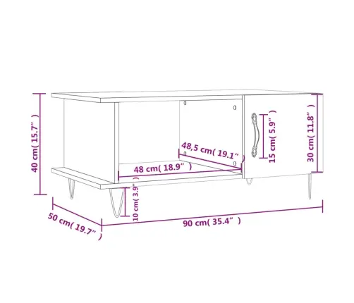 Kohvilaud, Must, 90 X 50 X 40 cm Tehispuit