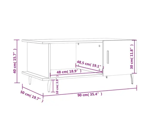 Kohvilaud, Hall Sonoma Tamm, 90X50X40 cm Tehispuit