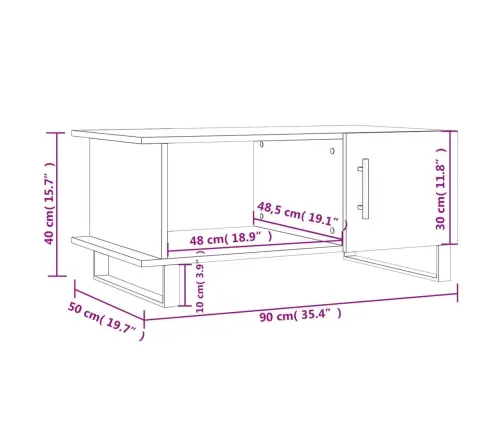 Kafijas Galdiņš, Balts, 90X50X40 Cm, Inženierijas Koks Vidaxl