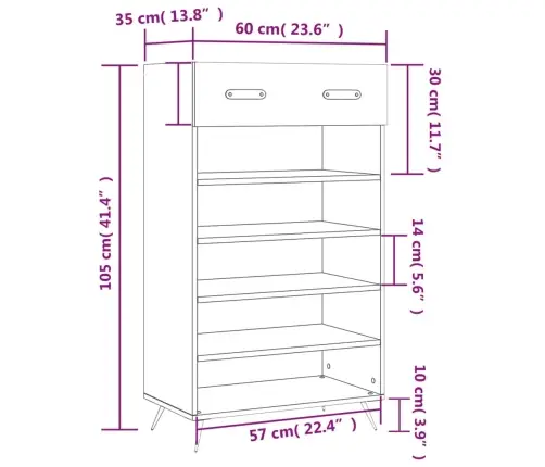Jalatsikapp, Must, 60 X 35 X 105 cm Tehispuit