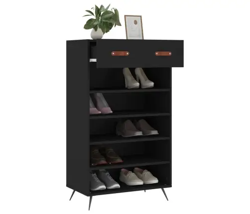 Jalatsikapp, Must, 60 X 35 X 105 cm Tehispuit