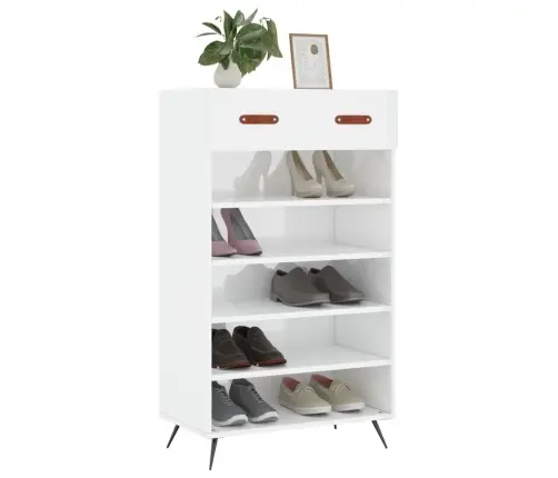 Jalatsikapp, Kõrgläikega Valge, 60 X 35 X 105 cm Tehispuit