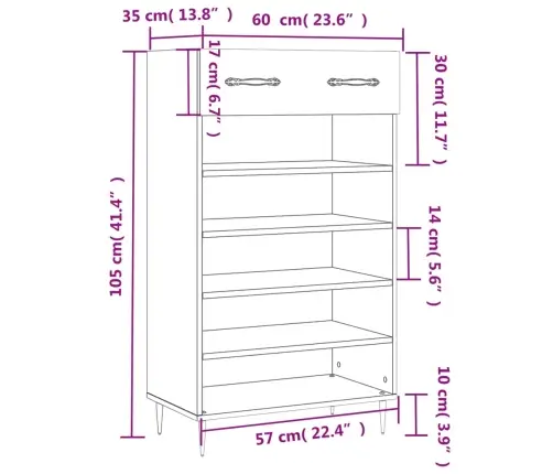 Apavu Skapītis, Melns, 60X35X105 Cm, Inženierijas Koks Vidaxl
