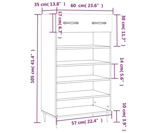 Apavu Skapītis, Spīdīgi Balts, 60X35X105 Cm, Inženierijas Koks Vidaxl