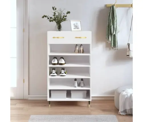 Apavu Skapītis, Spīdīgi Balts, 60X35X105 Cm, Inženierijas Koks Vidaxl