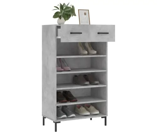 Apavu Skapītis, Betona Pelēks, 60X35X105 Cm, Inženierijas Koks Vidaxl