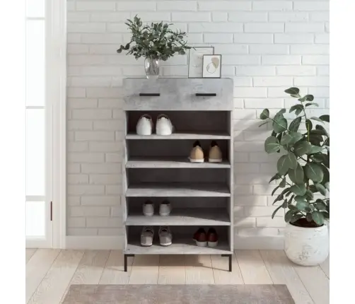 Apavu Skapītis, Betona Pelēks, 60X35X105 Cm, Inženierijas Koks Vidaxl