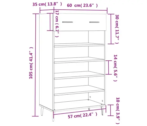 Apavu Skapītis, Melns, 60X35X105 Cm, Inženierijas Koks Vidaxl