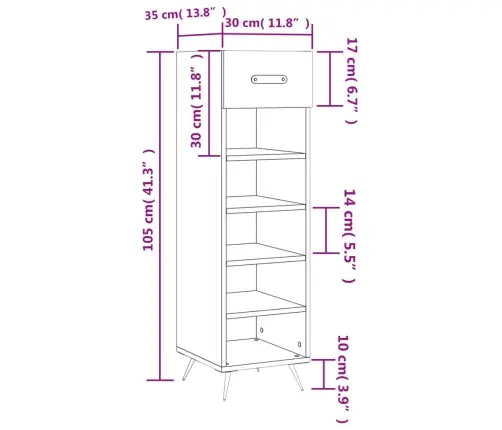Apavu Skapis, Melns, 30X35X105 Cm, Inženierijas Koks Vidaxl