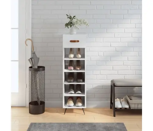 Jalatsikapp, Kõrgläikega Valge, 30 X 35 X 105 cm Tehispuit