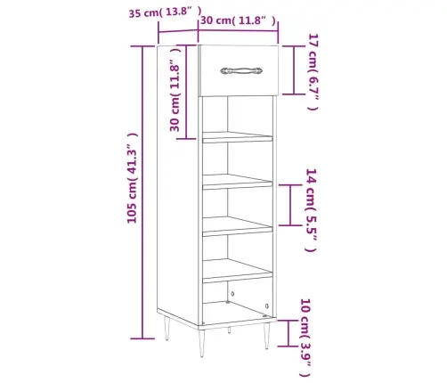 Apavu Skapītis, Spīdīgi Balts, 30X35X105 Cm, Inženierijas Koks Vidaxl