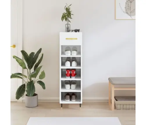 Apavu Skapītis, Spīdīgi Balts, 30X35X105 Cm, Inženierijas Koks Vidaxl