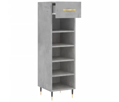 Apavu Skapītis, Betona Pelēks, 30X35X105 Cm, Inženierijas Koks Vidaxl