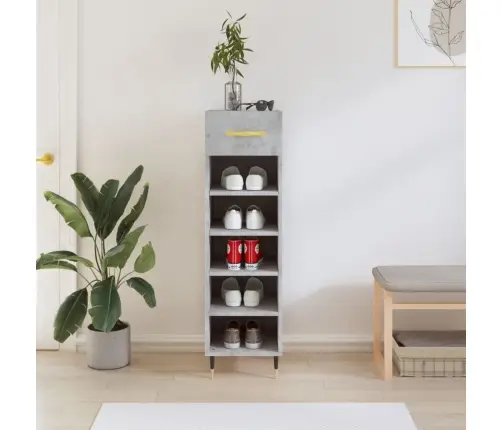 Apavu Skapītis, Betona Pelēks, 30X35X105 Cm, Inženierijas Koks Vidaxl