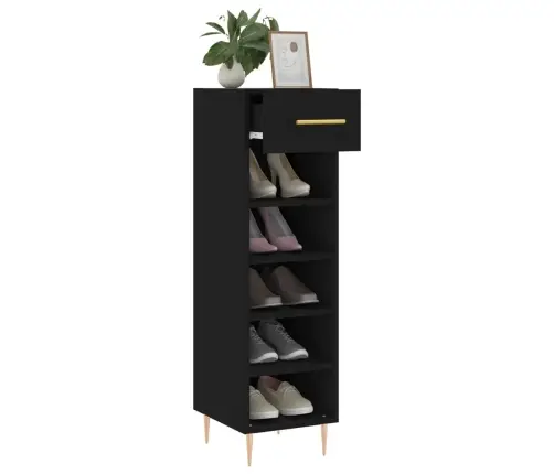 Jalatsikapp, Must, 30 X 35 X 105 cm Tehispuit