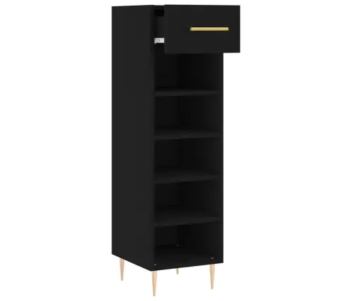 Jalatsikapp, Must, 30 X 35 X 105 cm Tehispuit