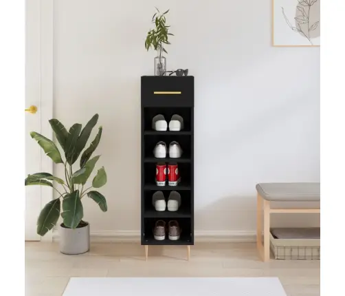 Jalatsikapp, Must, 30 X 35 X 105 cm Tehispuit