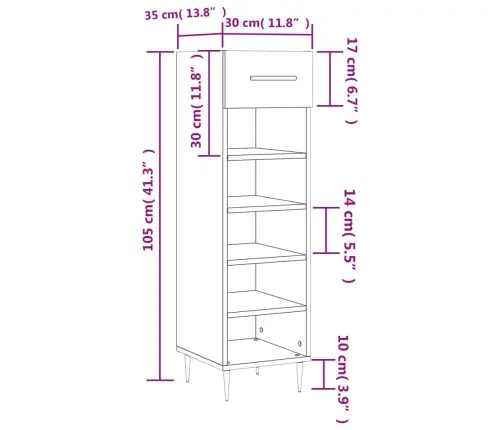 Jalatsikapp, Kõrgläikega Valge, 30 X 35 X 105 cm Tehispuit