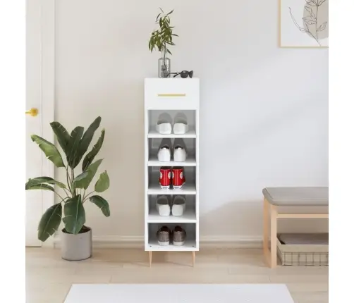 Jalatsikapp, Kõrgläikega Valge, 30 X 35 X 105 cm Tehispuit