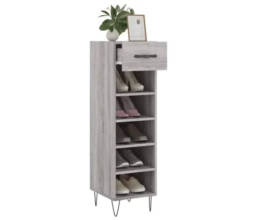 Spintelė Batams, Pilka Ąžuolo, 30X35X105cm Apdirbta Mediena