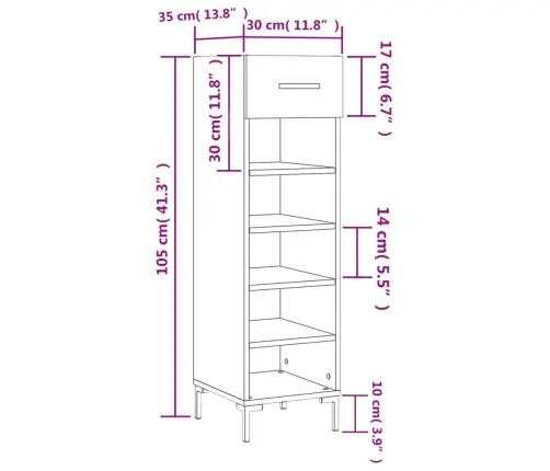 Spintelė Batams, Juodos Spalvos, 30X35X105cm Apdirbta Mediena