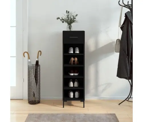 Spintelė Batams, Juodos Spalvos, 30X35X105cm Apdirbta Mediena