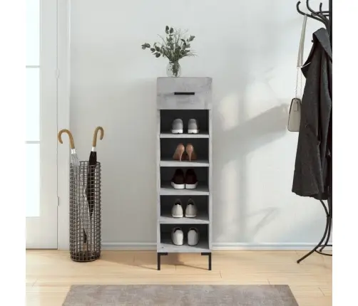 Apavu Skapītis, Betona Pelēks, 30X35X105 Cm, Inženierijas Koks Vidaxl