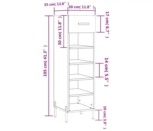 Jalatsikapp, Hall Sonoma Tamm, 30 X 35 X 105 cm Tehispuit