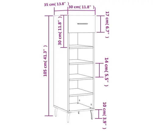 Apavu Skapis, Melns, 30X35X105 Cm, Inženierijas Koks Vidaxl