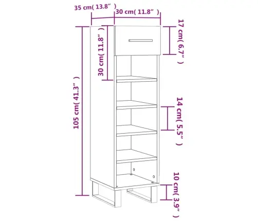 Jalatsikapp, Kõrgläikega Valge, 30 X 35 X 105 cm Tehispuit