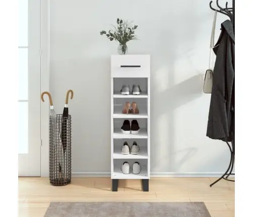 Jalatsikapp, Kõrgläikega Valge, 30 X 35 X 105 cm Tehispuit