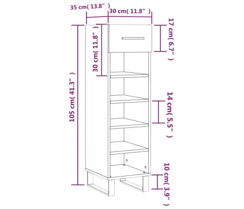 Jalatsikapp, Betoonhall, 30 X 35 X 105 cm Tehispuit