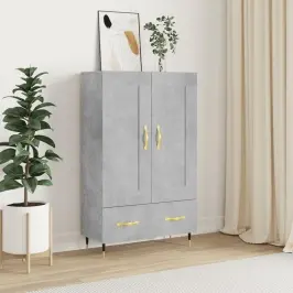 Komoda, Betono Pilkos Spalvos, 69,5X31X115cm Apdirbta Mediena