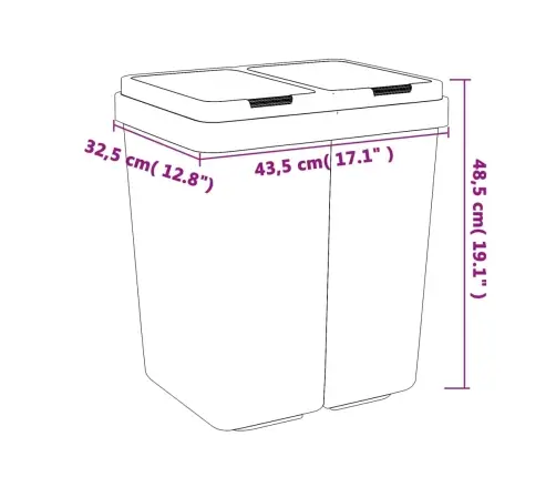 Kahe Konteineriga Prügikast, Antratsiithall, 2 X 25 L