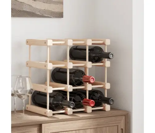 Vīna Pudeļu Plaukts 12 Pudelēm, 36X23X36 Cm, Priedes Masīvkoks Vidaxl