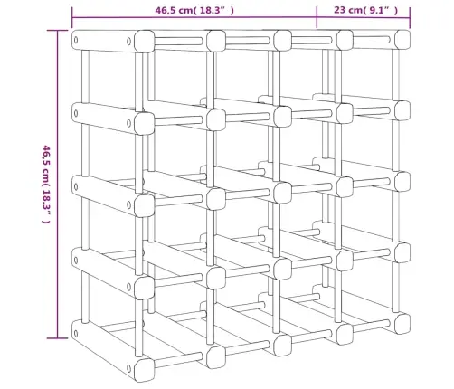 Veiniriiul 20 Pudelile, 46,5 X 23 X 46,5 cm Männipuit