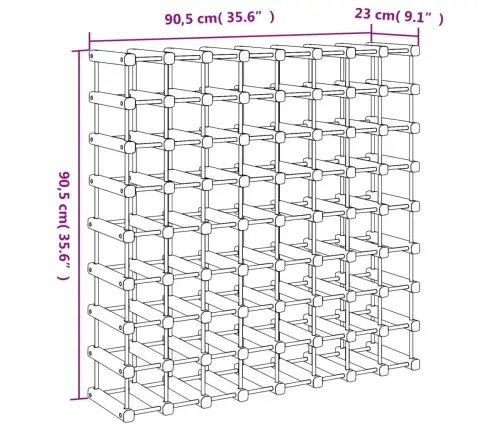 Vīna Pudeļu Plaukts 72 Pudelēm, 90,5X23X90,5 Cm, Priedes Koks Vidaxl