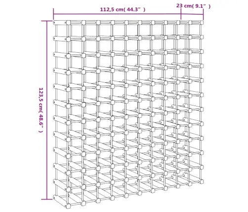 Vīna Pudeļu Plaukts 120 Pudelēm, 112,5X23X123,5 Cm, Priede Vidaxl