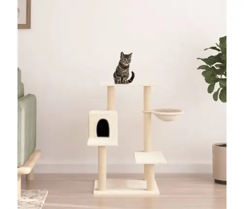 Kaķu Māja Ar Sizala Stabiem Nagu Asināšanai, 82,5 Cm, Bēša Vidaxl