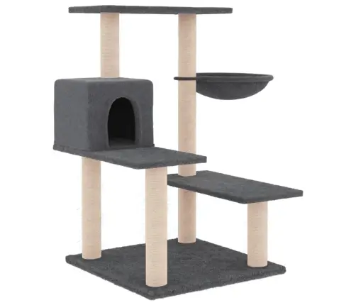 Kassimaja Sisalköitega Kraapimispostidega, Tumehall, 82,5 Cm