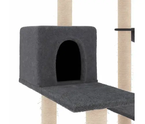 Kassimaja Sisalköitega Kraapimispostidega, Tumehall, 82,5 Cm