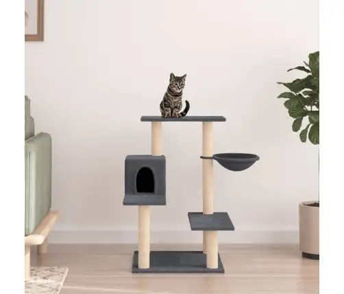 Kassimaja Sisalköitega Kraapimispostidega, Tumehall, 82,5 Cm