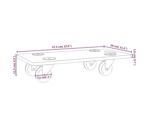 Ratastega Alused 6 Tk, Ristküliku Kuju, Tehispuit