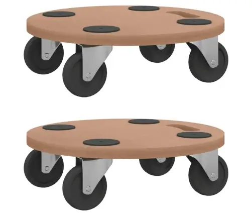 Platforminiai Vežimėliai, 2Vnt., Apdirbta Mediena, Apskriti