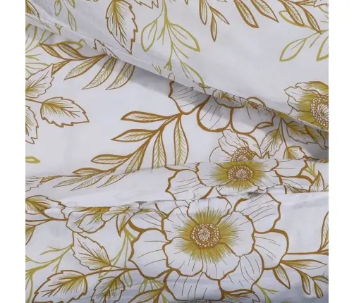 Patalynės Komplektas, Balta Ir Ruda, 240X220cm Medvilnė Patalynės Komplektas, Balta Ir Ruda, 240X220cm Medvilnė