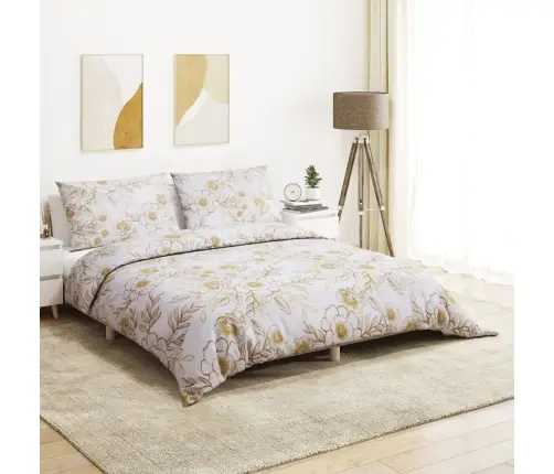 Patalynės Komplektas, Balta Ir Ruda, 200X200cm Medvilnė