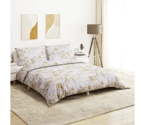 Gultasveļas Komplekts, Balts Un Brūns, 155X220 Cm, Kokvilna Vidaxl