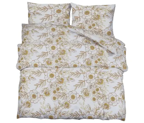 Gultasveļas Komplekts, Balts Un Brūns, 200X200 Cm, Kokvilna Vidaxl