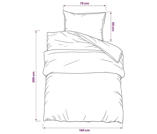 Gultasveļas Komplekts, Tumši Pelēks, 140X200 Cm, Kokvilna Vidaxl