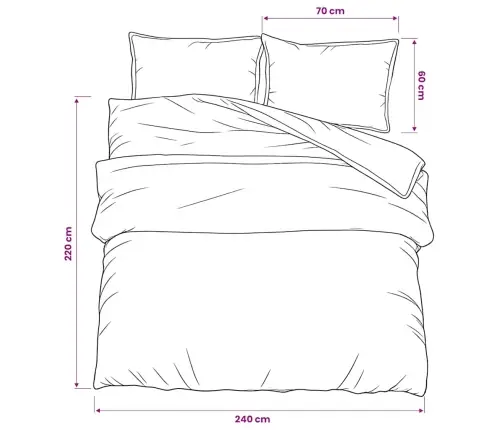 Gultasveļas Komplekts, Pelēks, 240X220 Cm, Kokvilna Vidaxl